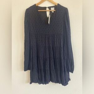 NWT Blue Rain long sleeve babydoll black tiered dress